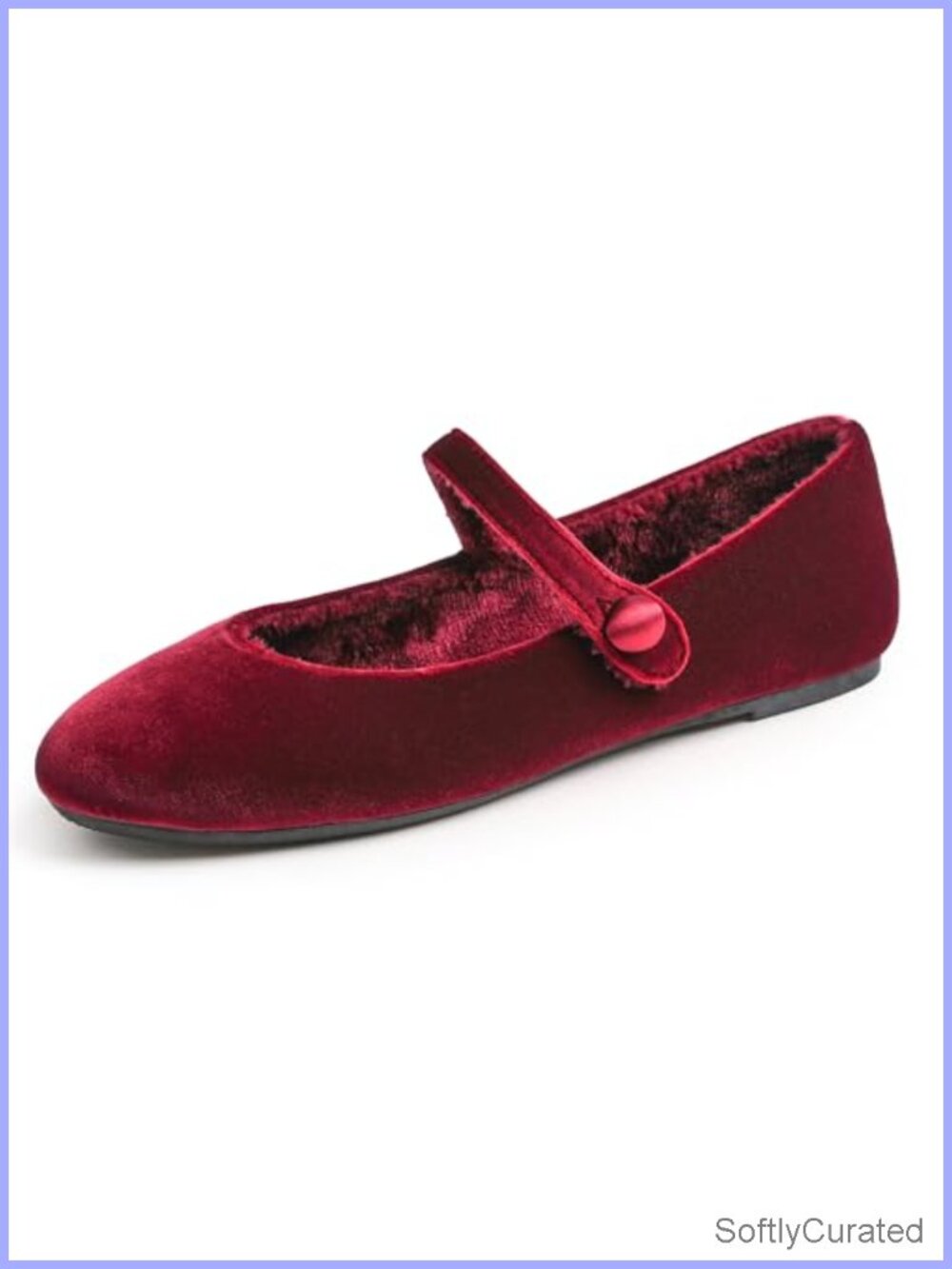Mary Jane Flats Round Toe Easy Buckle Slip On Faux Fur Lined Women's Shoes